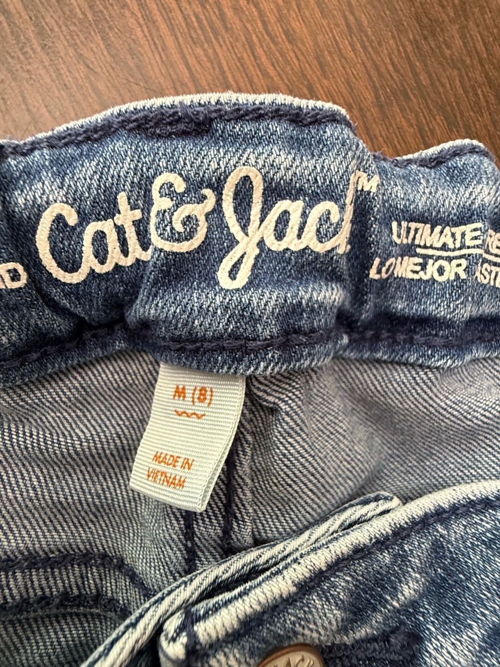Cat & Jack and Art Class Girls' Washed Denim Adjustable Waist Shorts - size 8 - Picture 2 of 7